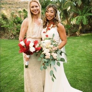 Beige bridesmaid dress